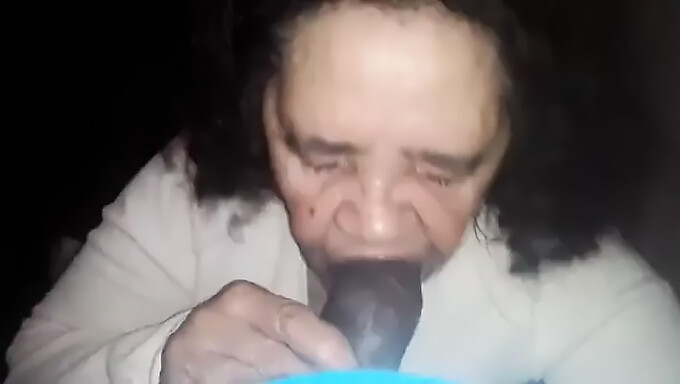 Amateur Granny With No Teeth Enjoys A Big Black Cock